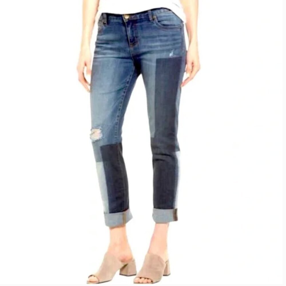 Women's 10 Kut From The Kloth Catherine Boyfriend Denim Patchwork Jeans